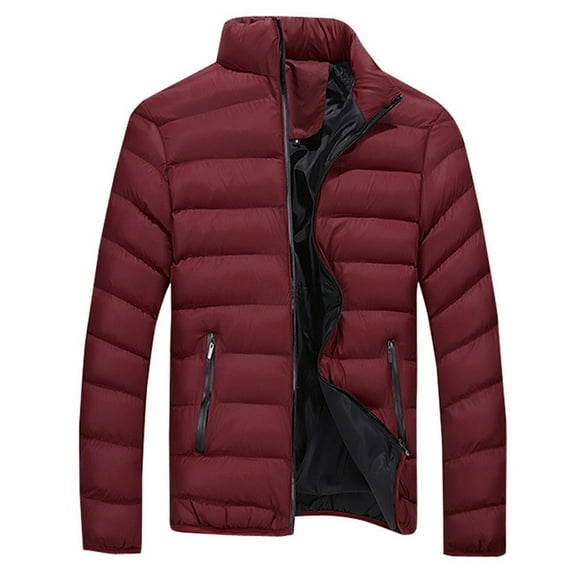 UTTOASFAY Men Coats Clearance Men Winter Warm Slim Fit Thick Bubble Coat Casual Jacket Outerwear Rollbacks Red XXXXL