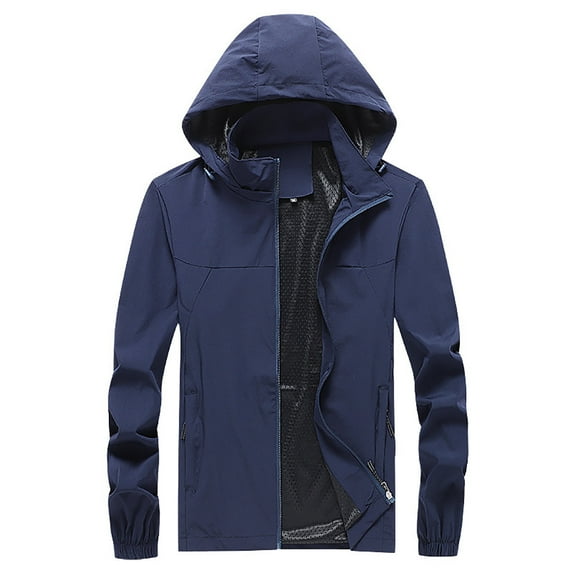 UTTOASFAY Men'S Spring and Autumn Loose Large Size Jacket Thin Casual Jacket Blue XXXL