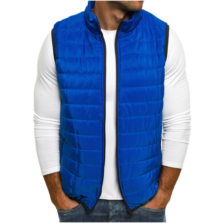 UTTOASFAY Mens Coats and Jackets Clearance Autumn and Winter Solid Color Atmosphere Comfortable All Match Vest Men S Cotton Jacket Flash Picks Royal