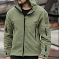 thumbnail image 1 of UTTOASFAY Mens Coats Outerwear Winter Outdoor Warm Inner Liner Fleece Jacket Men'S Cold Proof Stormsuit Hood Jacket Solid Color Hooded Jacket Flash Picks Green 10(Xl), 1 of 5