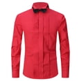 thumbnail image 1 of UTTOASFAY Mens Long Sleeve Tops Clearance Dress Shirt Male Tuxedo Collar Groomsman'S Dress Groom Wedding Shirt Male Rollbacks Red 8(Xl), 1 of 3