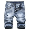 thumbnail image 1 of UTTOASFAY Mens Pants Men'S High-End Ripped Personality Camouflage Stitching Trend Denim Shorts Blue 18(XXXXXL), 1 of 8
