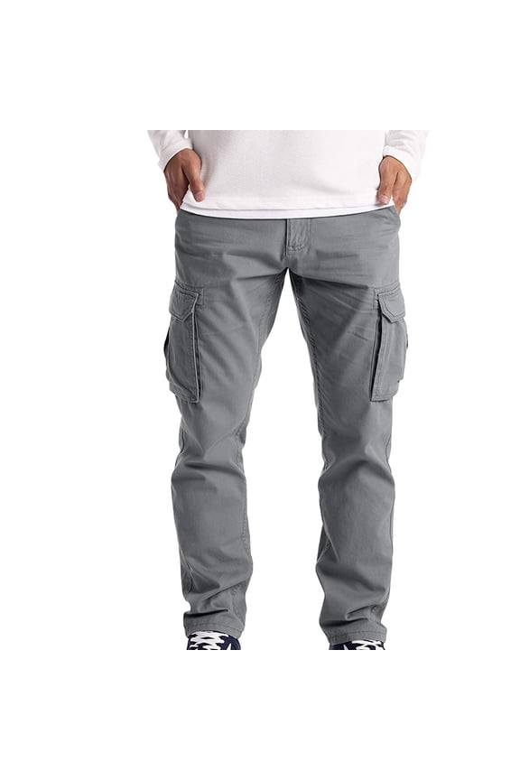 UTTOASFAY Pants for Men Men's Cargo Trousers Work Wear Fighted Safety Cargo 6 Pocket Full Pants
