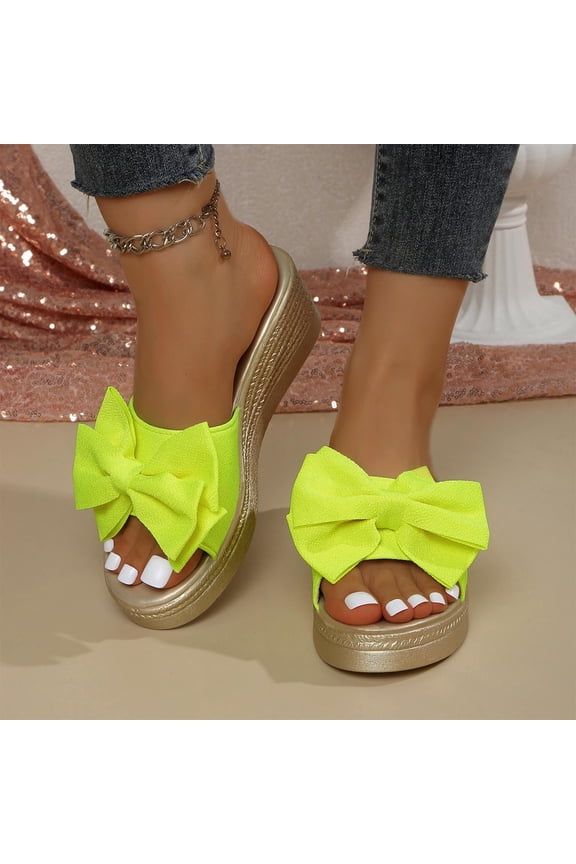 UTTOASFAY Sandals for Women And Casual Summer Bow Thick-Soled Outdoor Wedge Sandals
