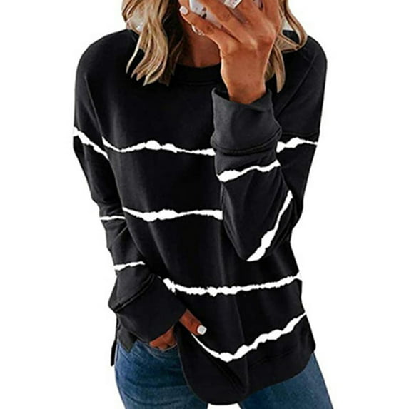 UTTOASFAY Winter Clothes for Womens Fashion Woman O-Neck Long Sleeve T-Shirt Summer Printing Loose Blouse Tops