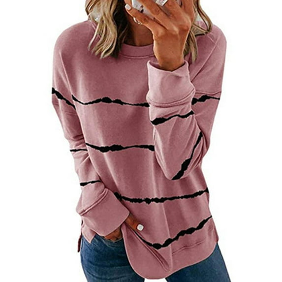 UTTOASFAY Winter Clothes for Womens Fashion Woman O-Neck Long Sleeve T-Shirt Summer Printing Loose Blouse Tops