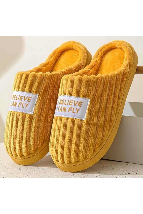 UTTOASFAY Women Fashionable Leisure Winter Cute Home Indoor Thick Sole Warm Couple Shoes Time and Tr
