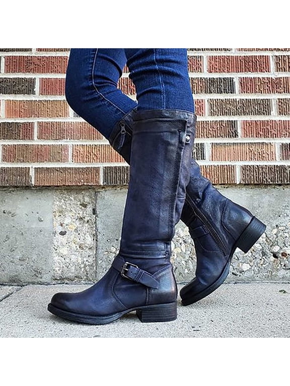 UTTOASFAY Women'sBoots,Fashion Large Size Boots Women Autumn Long Tube Low Heeled Shoes Boots Knight Boots