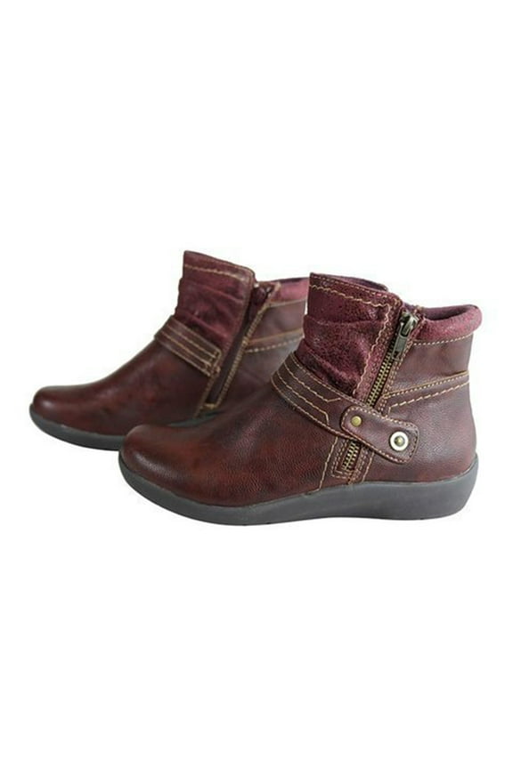 UTTOASFAY Women'S Boots Clearance, Women'S Vintage Splicing Round Toe Plus Velvet Zip Up Short Naked Boots Shoes Flash Picks