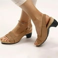 thumbnail image 1 of UTTOASFAY Women'S Sandals On Summer Ladies Shoes Fish Mouth Medium Thick Heel Metal Buckle Women'S Sandals, 1 of 8