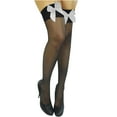 thumbnail image 1 of UTTOASFAY Women Socks Clearance Ladies Satin Bow Cute Sexy Legs Long Tube Transparent High Thigh Stocking Flash Picks, 1 of 1