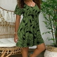 thumbnail image 1 of UTTOASFAY Womens Plus Size Dresses Clearance Fashion Women Plus Size Casual Dress Floral Print Short Sleeves O-Neck Short Dress Army Green 6(M), 1 of 5