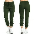 thumbnail image 1 of UTTOASFAY for Women Pants Fashion Women Plus Size Drawstring Casual Solid Elastic Waist Pocket Loose Pants Army Green 6(M), 1 of 9