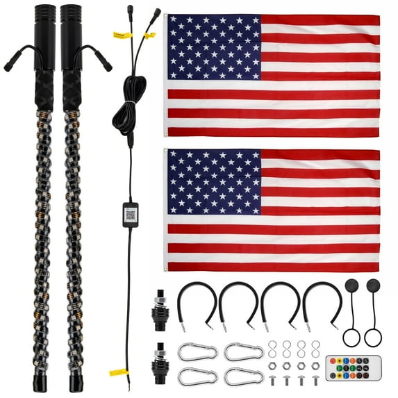 UTV ATV Universal Thin LED Whip Spiral Chasing RGB Whip Lights 60cm (2FT)