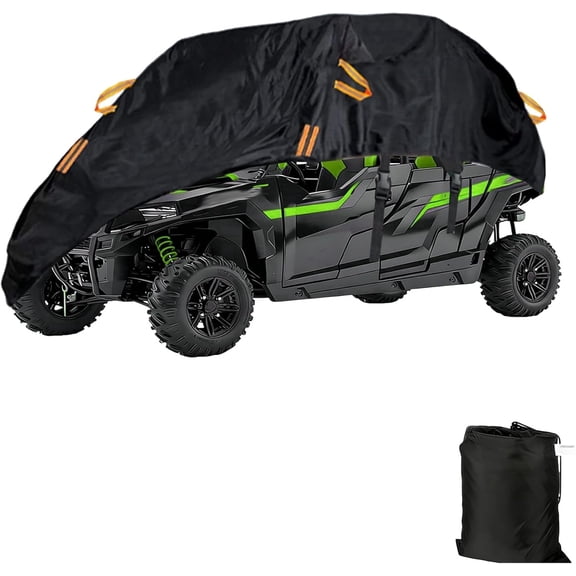 UTV Cover 600D Heavy Duty Waterproof with Adjustable Straps, for 4-6 Seater 4-Door UTVs up to 157" L x 65" W x 77" H, Fits Polaris Ranger RZR Yamaha Honda Can-Am
