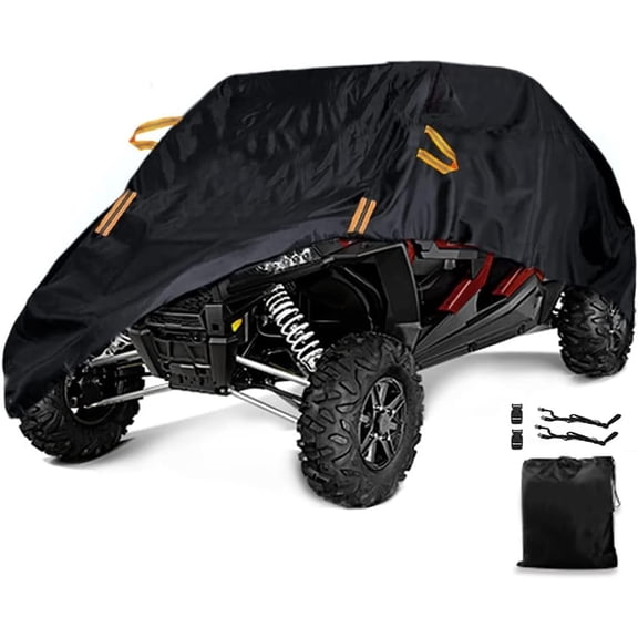 UTV Cover Waterproof Heavy Duty 4-6 Seater Cover Black Oxford Cloth Protection Covers for Polaris RZR Mahindra Can-Am Defender All Weather Side by Side Cover UTV Accessories
