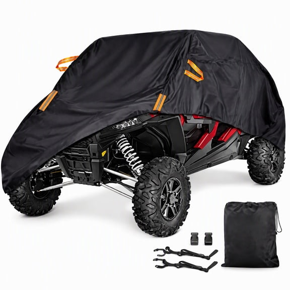 UTV Cover Waterproof Heavy Duty 4-6 Seater Cover Black Oxford Cloth Protection Covers for Polaris RZR Mahindra Can-Am Defender All Weather Side by Side Cover UTV Accessories