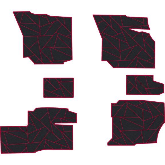 UTV Floor Mats Made for Polaris Ranger 1500 4 Seat w/ UTV Stereo Subs OEM - 8mm Thick Non-Slip PE/EVA Foam SXS Traction Mats with Tetrapod Texture - Heavy Duty Flooring Protection - Ruby Red