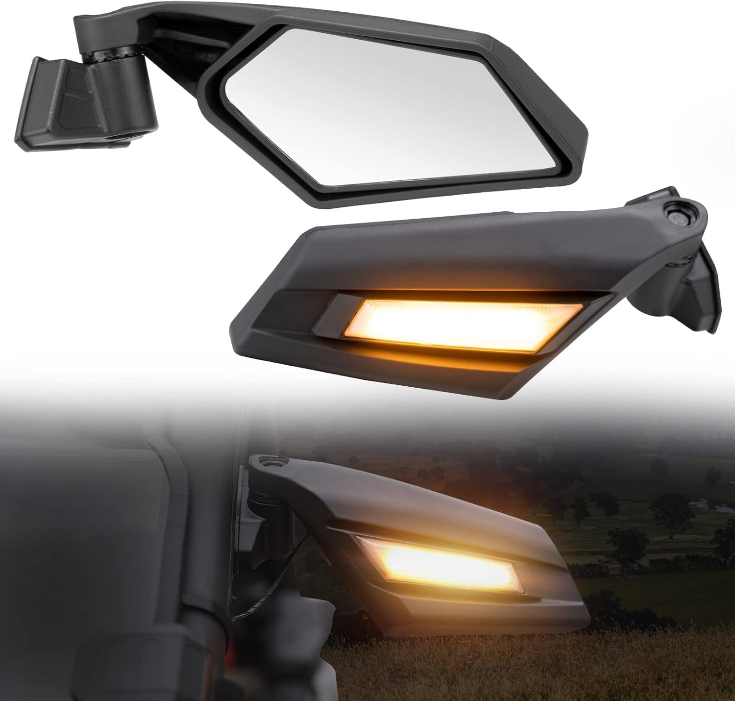 GOOFIT UTV Side Mirrors With LED Turn Signals For Can-Am Maverick X3 (2017-2022 Models) - 360° Adjustable