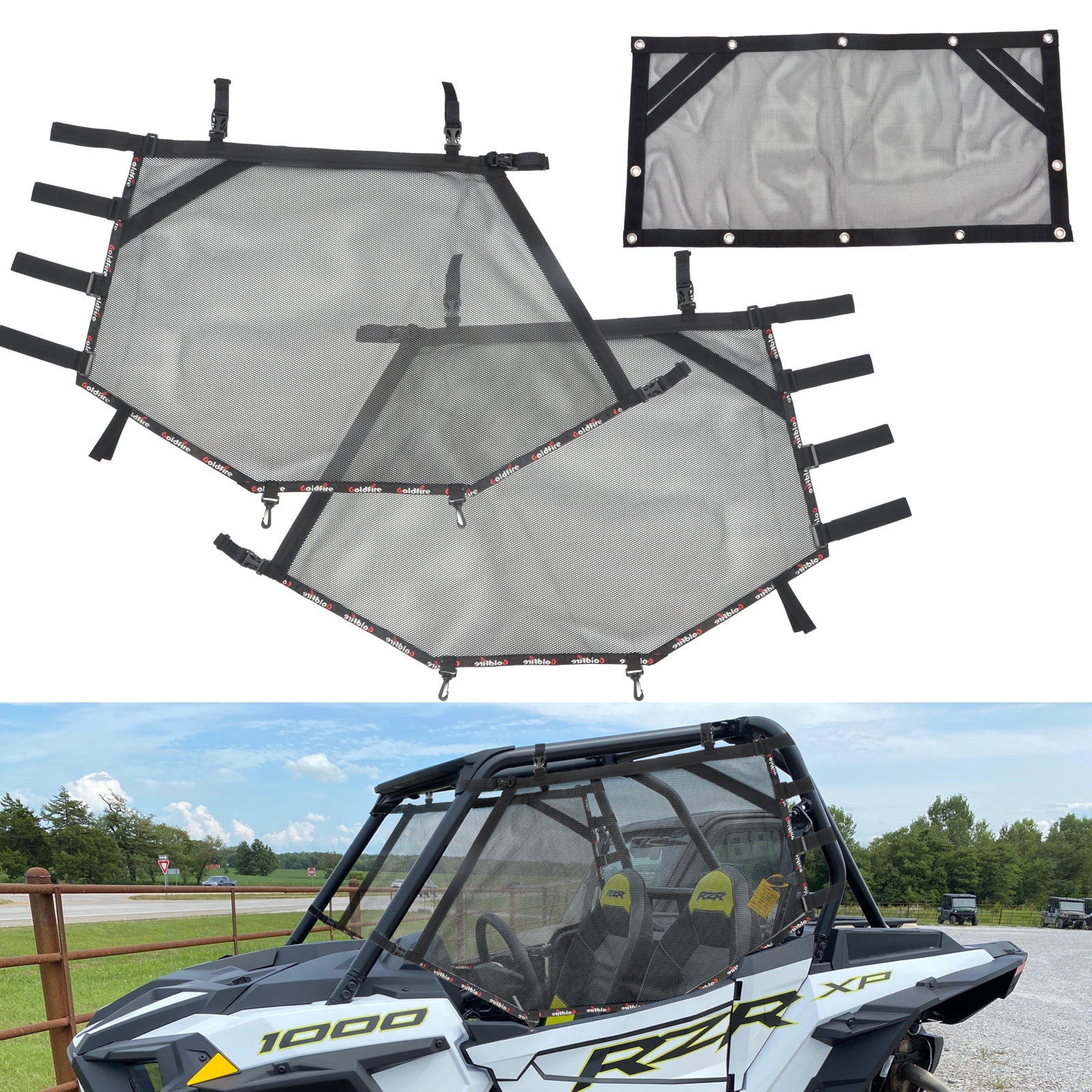 Window Shade Net UTV RZR Accessory Window Shade Nets Left Right & Rear Window Shield Fit ...