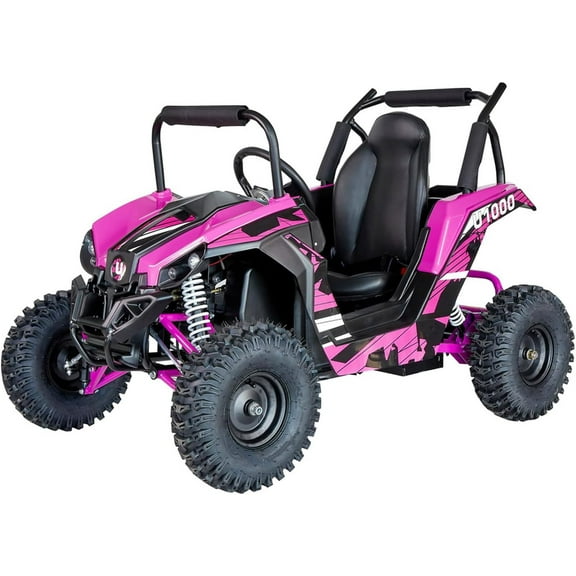 UTV Ride on Car (Large),Shock Absorber, 48V Electric Vehicles with Disk Brake, Gear Switch, Steel Frame, Off-Road Tire, Flexible Seat Belt and Seat, Three-Speed Parental Limit-Lock Function (Pink)