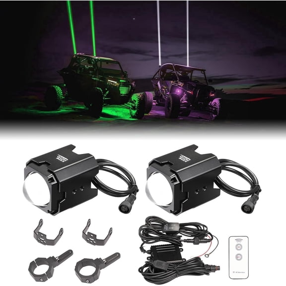 UTV SXS ATV Whipless LED Laser Whip Lights w/ 2 Mounts Fit 1.5''-2'' Compatible with Polaris RZR Can-Am X3 CFmoto Kawasaki Multi-Color Alien Lights