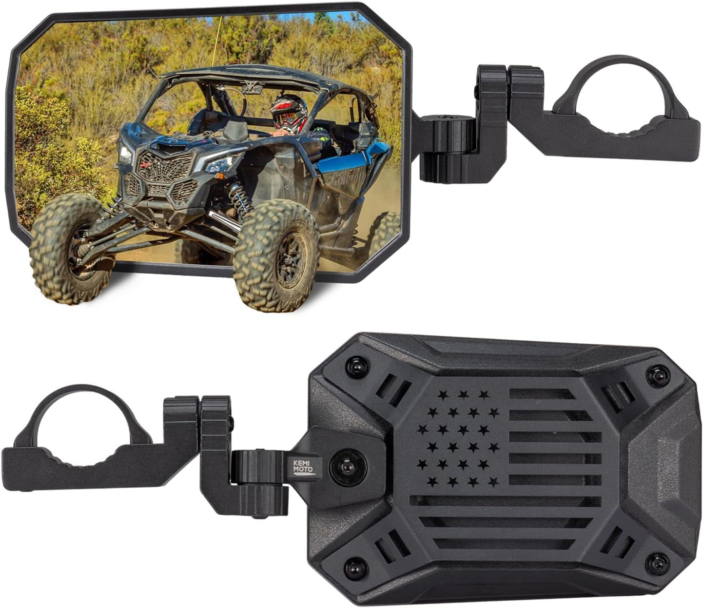 UTV Side Mirrors 2025 New Pattern Aluminum 8" x 5.3" Wide View 1.65-2 inch Roll bar Compatible with Polaris RZR/Can Am X3/Pioneer/CFMOTO
