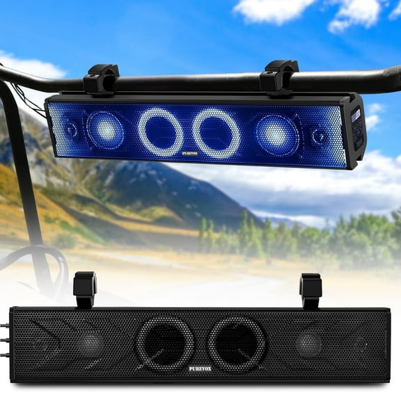 PUREVOX UTV Sound Bar,25 inch ATV Soundbar Music Sync Sxs Sound Bar for Golf Cart Atv Car