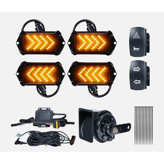 UTV Turn Signal Kit with 110Db Horn Pre-Wired Plug and Play UTV ATV Blinker with Rocker Switch Triangle Universal Street Legal Turn Signals Compatible with Polaris Can-Am Arctic