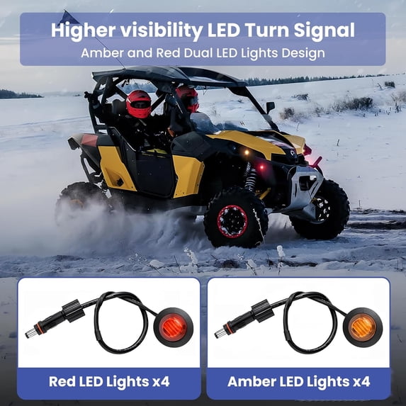 UTV Universal Street Legal Turn Signal Kit with 110dB Horn and LED Switch for Can-Am Kawasaki