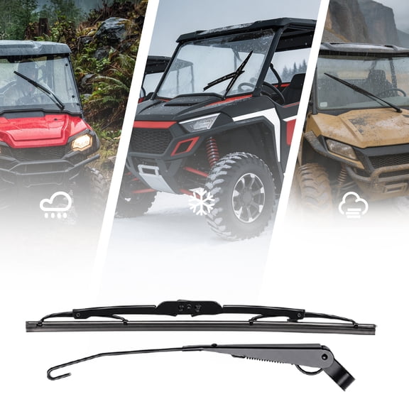 UTV Windshield Wiper Kit, 165 Electric Wiper Motor Kit with Arm & Blade, 12V 3-Speed Control for Polaris Can-Am Honda Off-Road