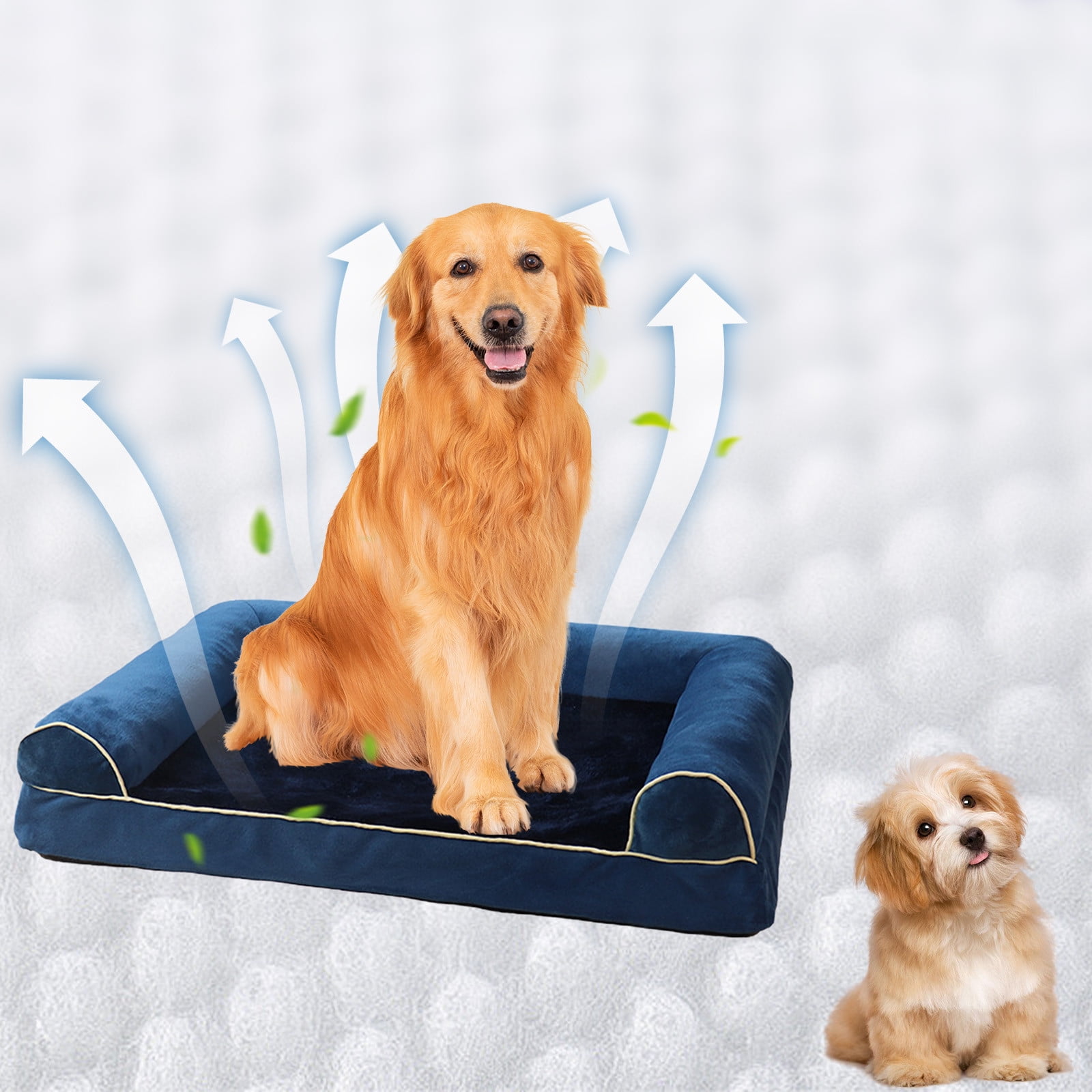 UTXQFD Orthopedic Dog Beds, Waterproof Memory Foam Dog Bed with Sides, Non-Slip Bottom and Egg-Crate Foam Big Dog Couch Bed with Washable Removable Cover,