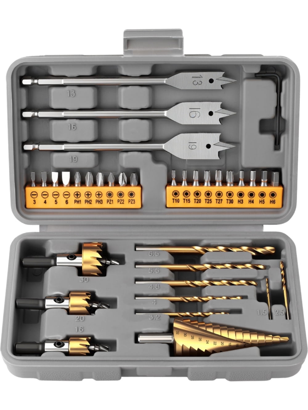 UU&T 35Pcs Compact Home Drill Bit Set, Wood Drill Bits for Wood & Metal ...