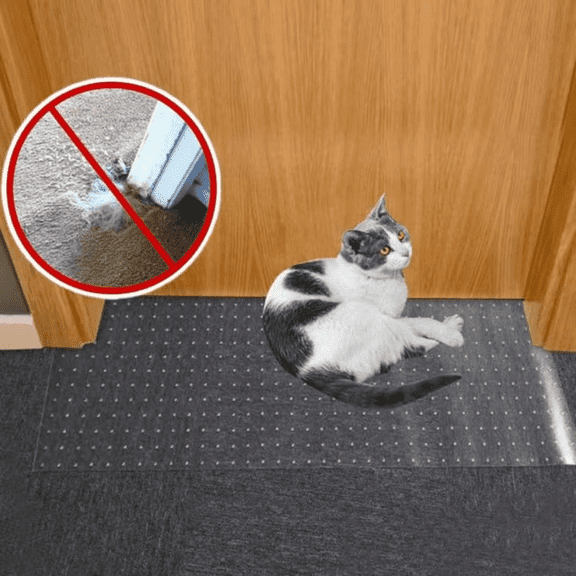 UU&T Cat Carpet Protector for Doorway, 3.6FT x 15" Clear Plastic Under Door Cat Scratching Protector Mat, Easy to Cut Guard Carpet