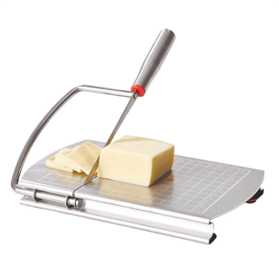 UU&T Cheese Slicer, Stainless Steel Cheese Cutter, Kitchen Slicing Tools for Block Cheese with Accurate Size Scale, Silver
