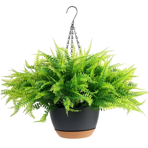 UU&T Artificial Boston Fern Hanging Plants, 14 Bundles, Realistic UV Resistant for Outdoor Porch Patio Decoration