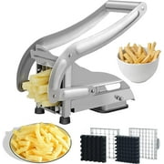 UU&T French Fry Cutter with 2 Blades, Professional Potato Cutter Stainless Steel, Potato Slicer French Fries, No-Slip Suction Technology, Press Vegetable Chopper, Air Frier Accessory