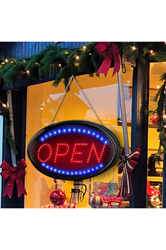 LED Open Sign, 19''x10" Bright Sign Flashing Light for Business Walls Window Shop Bar Hotel, Two Modes, 1.45lbs