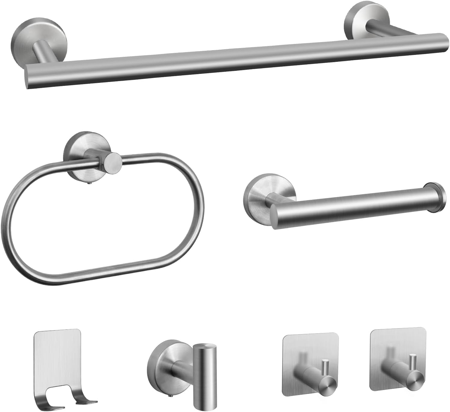 Brushed Nickel Stainless Steel 7-Piece Bathroom Hardware Set