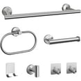 thumbnail image 1 of UU&T Silver 7-Pieces Bathroom Hardware Set Including 16" Towel Bar, Wall Mounted Stainless Steel Bath Towel Bar Set, 1 of 9