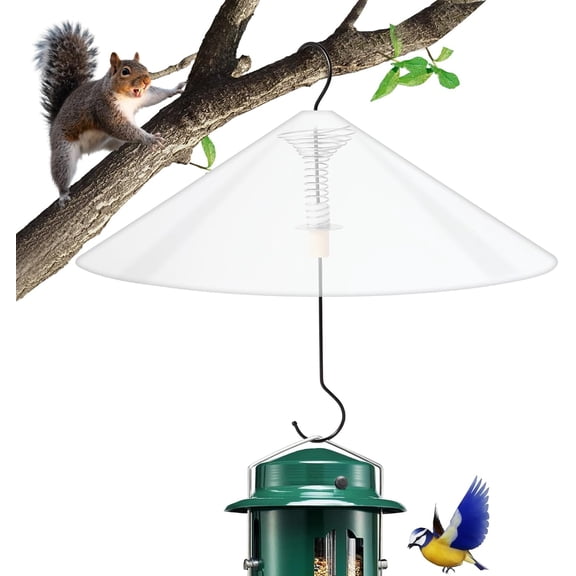 UU&T Squirrel Baffle for Bird Feeder Pole, Outside Hanging Mount Bird House Guard, 20 Inch Diameter, White