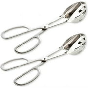 UU&T Stainless Steel Salad Tongs, 10'' Kitchen Tongs, Catering Serving Tongs, for Cake Bread Buffet Party, Dishwasher Safe, Sliver