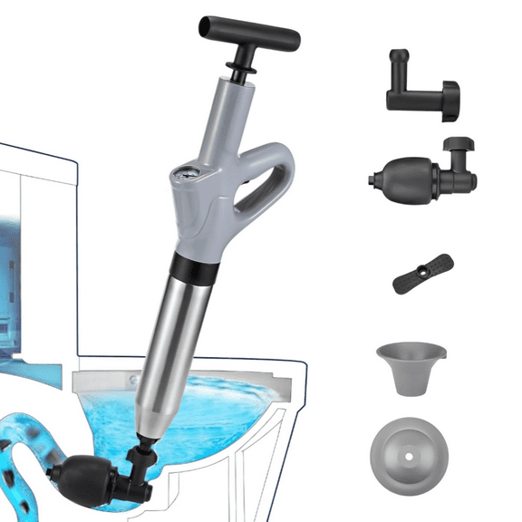 UU&T Toilet Plunger, High Pressure Air Drain Blaster, Multi-drain Unclogger for Toilets, Kitchen and Plumbing Clogs, Gray