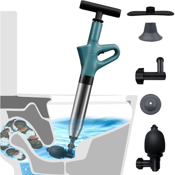 UU&T Toilet Plunger, High Pressure Air Drain Blaster, Multi-drain Unclogger for Toilets, Kitchen and Plumbing Clogs, Green