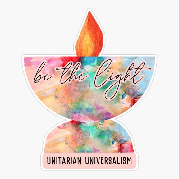 UU Unitarian Universalism Chalice "Be The Light" Pink Watercolor Sticker