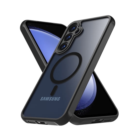UUBOXS for Samsung Galaxy S23FE Case, Compatible with Magsafe, Military Grade Drop Protection, Heavy Duty Translucent Frosted Shockproof Protective Cover for Galaxy S23FE, Black