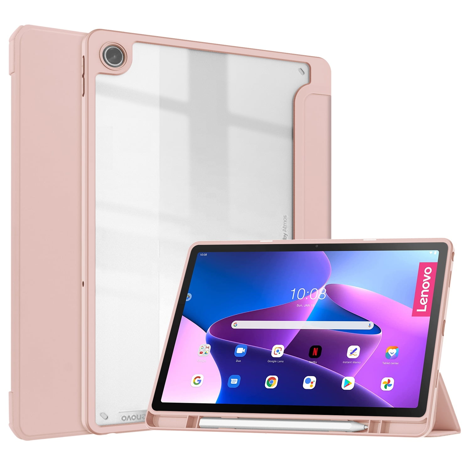[Auto Rosegold Wake/Sleep] Case [Viewing Plus Holder] Back Cover Gen, Case Stand] Protector, Slim 3rd 2022 Typing Lightweight Smart Tab For [Pen Lenovo Frosted M10 UUCOVERS 10.6\