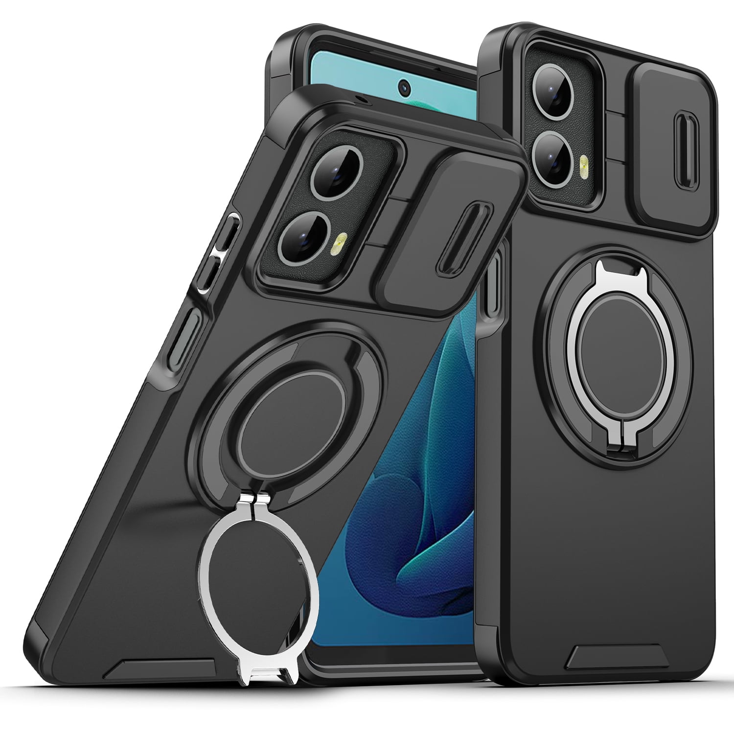 Case For Moto Edge 50 Fusion,Military Grade Flashing [Built-in Kickstand] Magnetic Rotate Ring Holder Heavy Duty Tpu Pc Shockproof Protect Phone Motorola F - View #7
