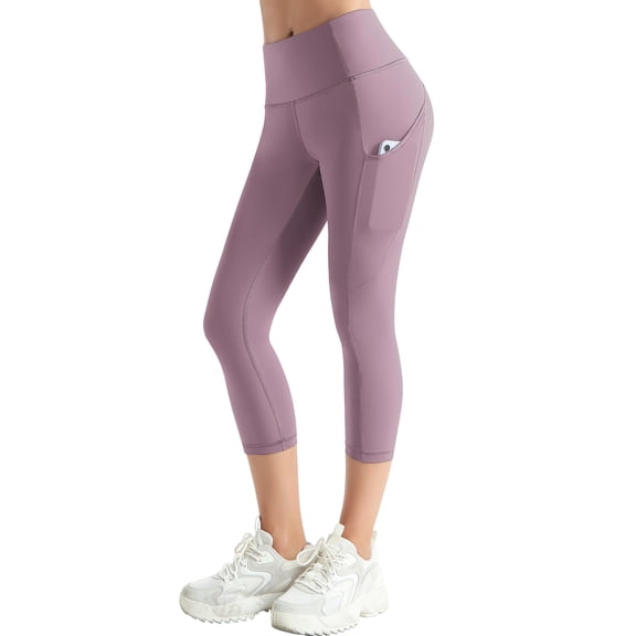 UUE 19"Inseam Purple High Waist Leggings,Yoga Capri for women with Pockets