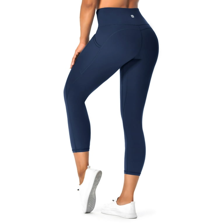 UUE 21 Inseam Navy Blue Workout Leggings for Women,Yoga Capris with  Pockets Tummy Control, Butt Lifting Leggings,for Running, Hiking,  Workout,Cycling
